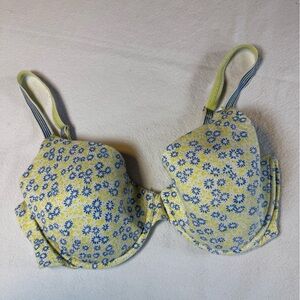 Victoria's Secret Cotton Blend Bra Light Yellow & Blue